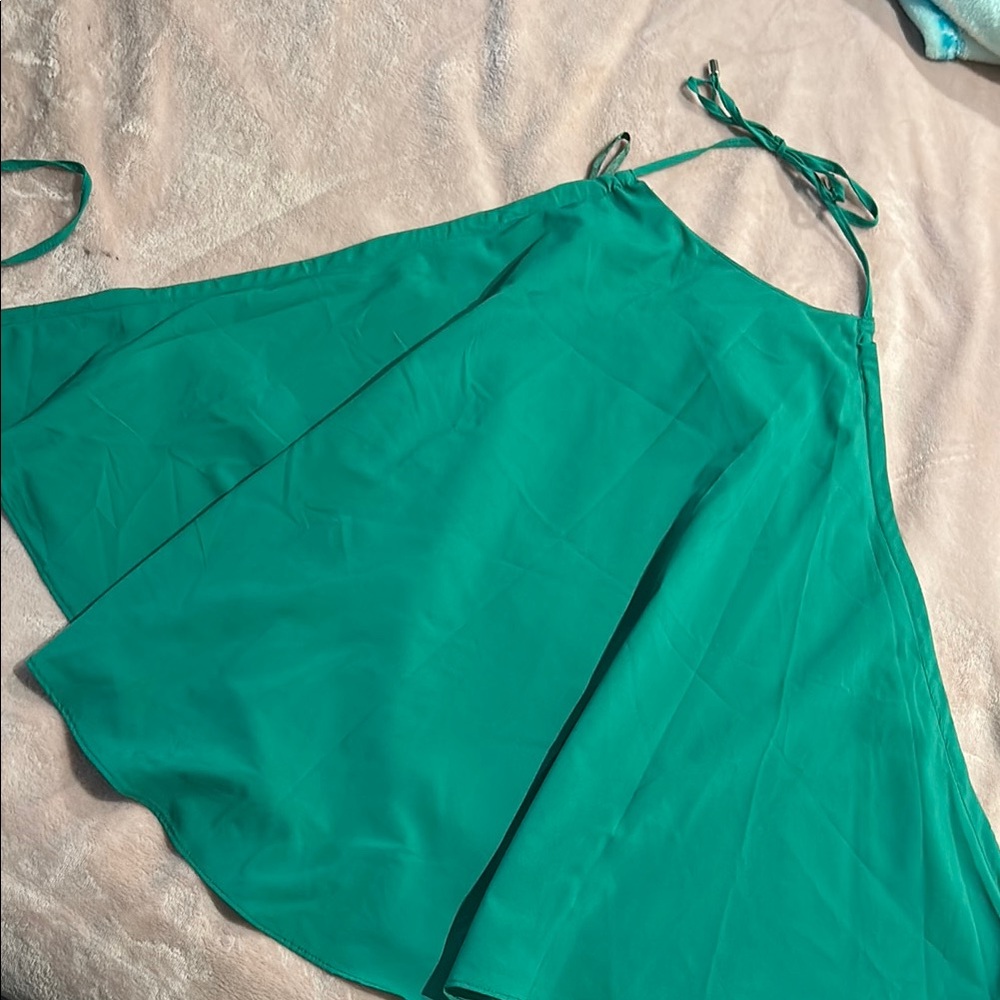 Green Halter Tank Top With Open Back
